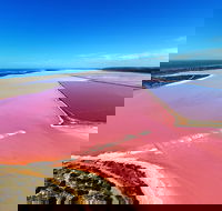 Pink Lake Aerial Flyover from Geraldton - Tourism Guide